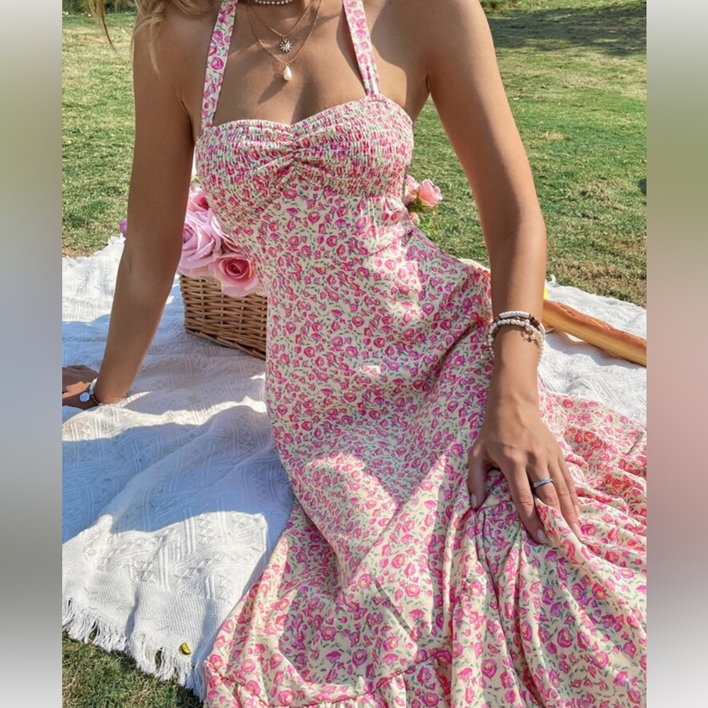Floral Halter Maxi Dress